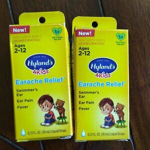 Qty 2 10 ml Hyland's 4kids Earache drops Swimmer's ear Pain Fever NIB sealed